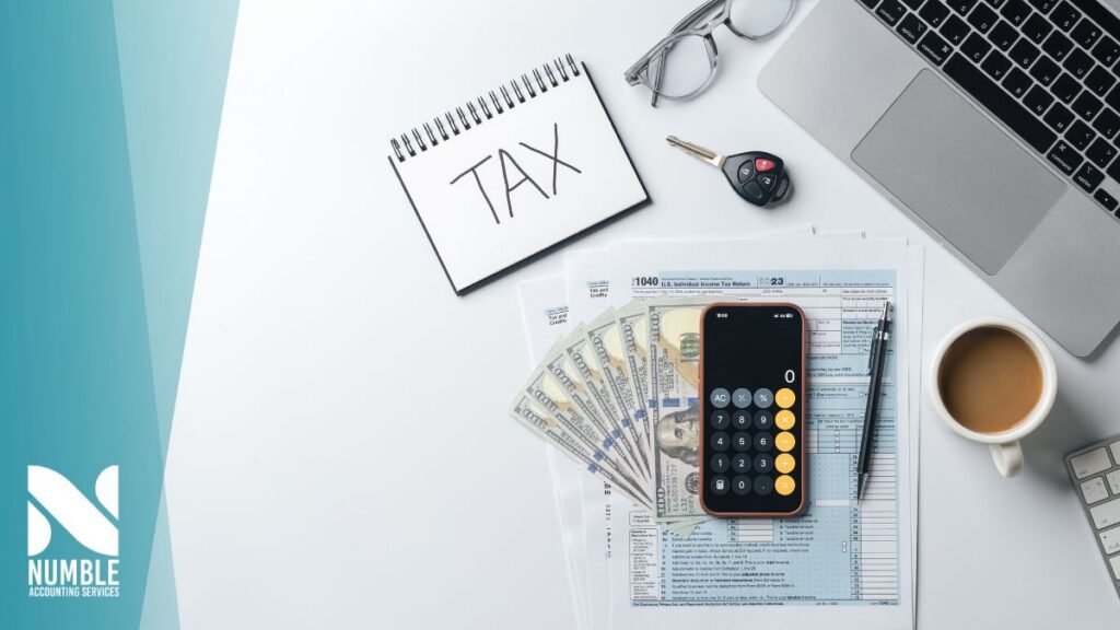 a small business owner prepping for taxes